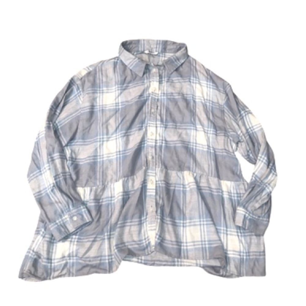 American Eagle Plaid Babydoll Peplum Flannel